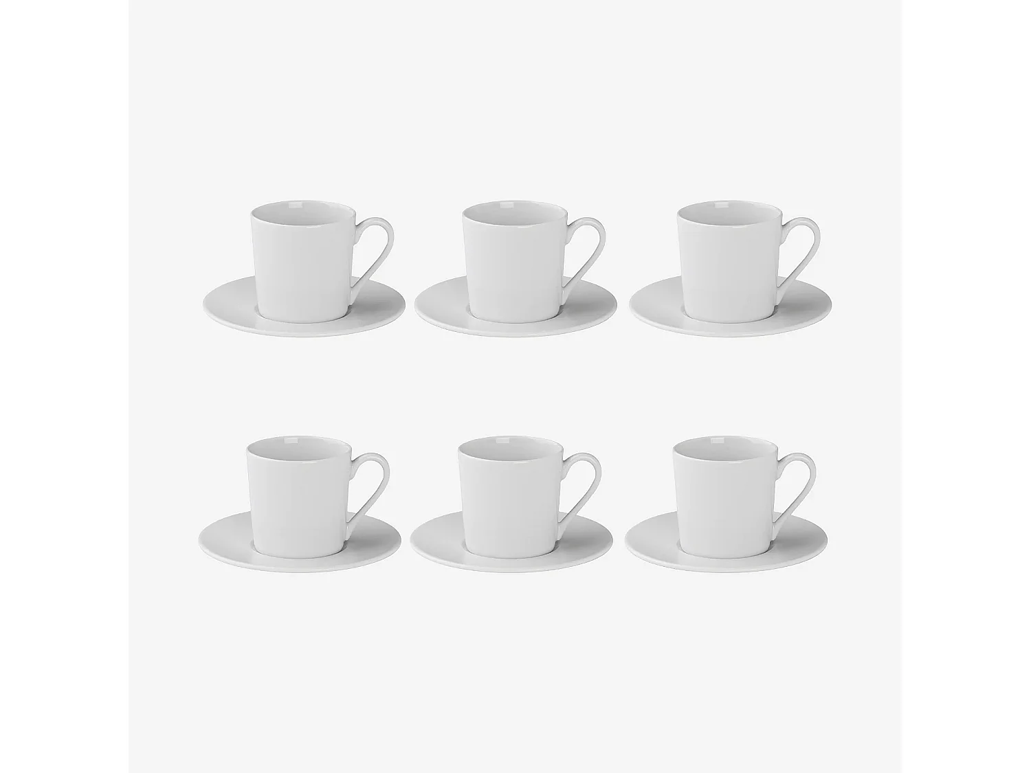 Lot de 6 tasses à thé avec soucoupes en porcelaine - 22 cl - Blanc
