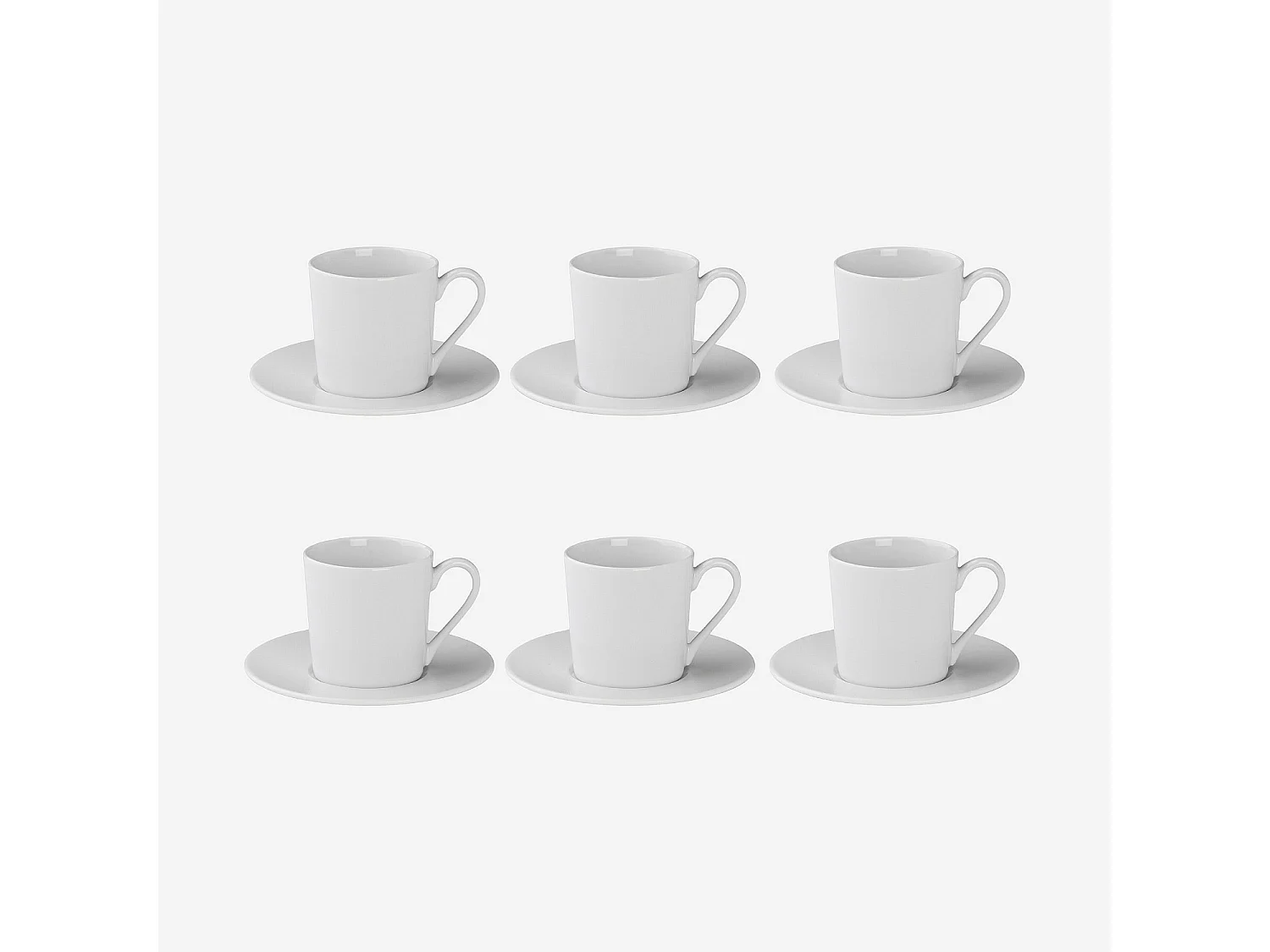 Lot de 6 tasses à thé avec soucoupes en porcelaine - 22 cl - Blanc