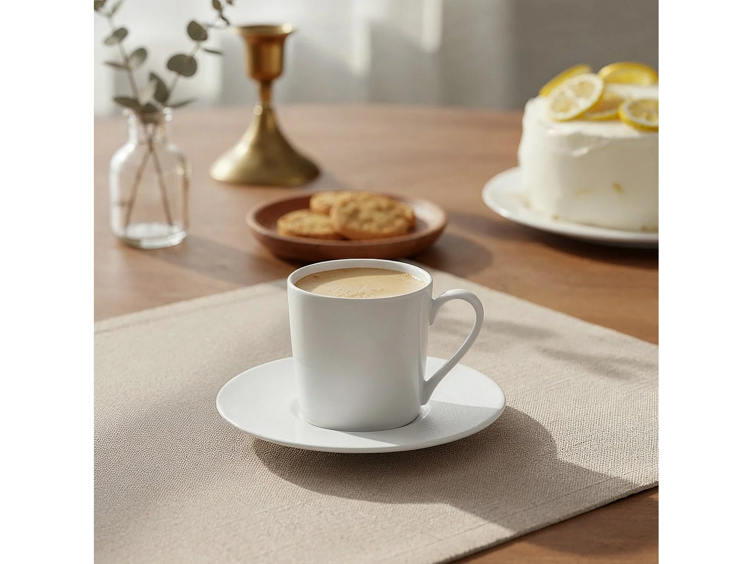 Lot de 6 tasses à thé avec soucoupes en porcelaine - 22 cl - Blanc