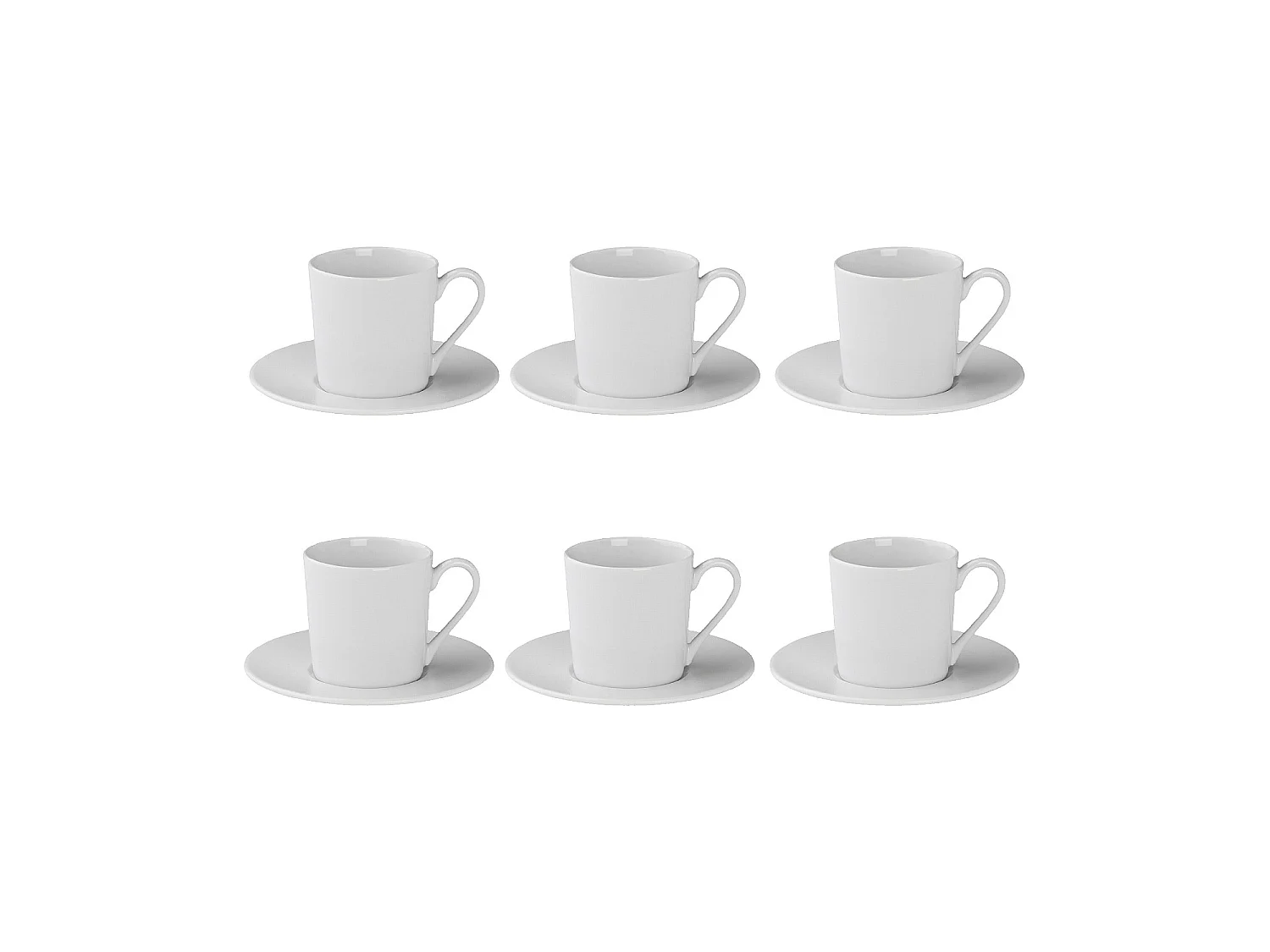 Habitat - Lot de 6 tasses à thé avec soucoupes en porcelaine - 22 cl - Blanc - Solene