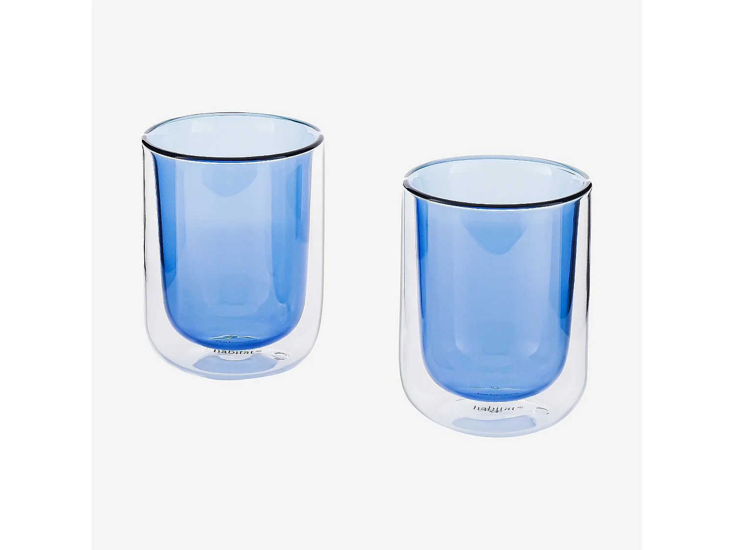 Lot de 2 tasses double paroi en verre - 20 cl  - Bleu