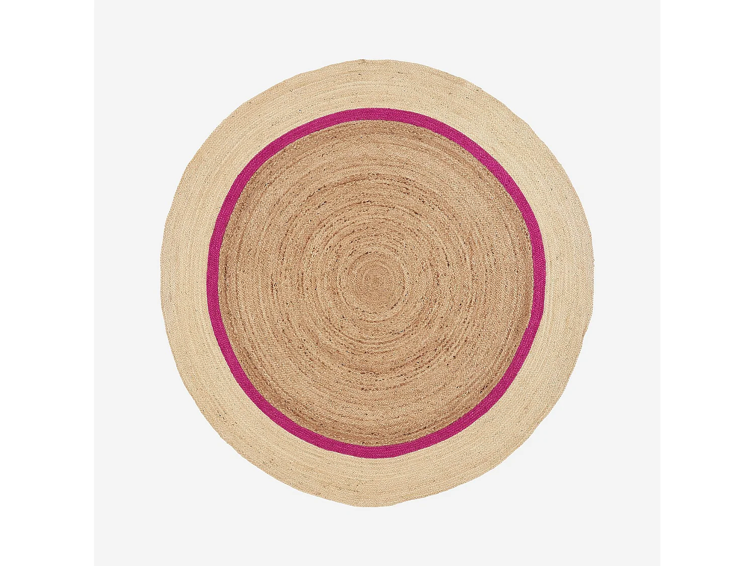 Habitat - Tapis d'extérieur rond en jute déperlant - 200 cm - Naturel et Fuchsia - Design by Floriane Jacques - Clarisse