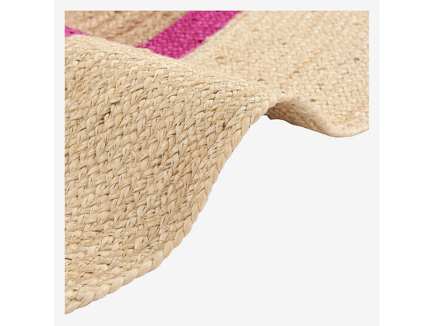 Habitat - Tapis d'extérieur rond en jute déperlant - 200 cm - Naturel et Fuchsia - Design by Floriane Jacques - Clarisse