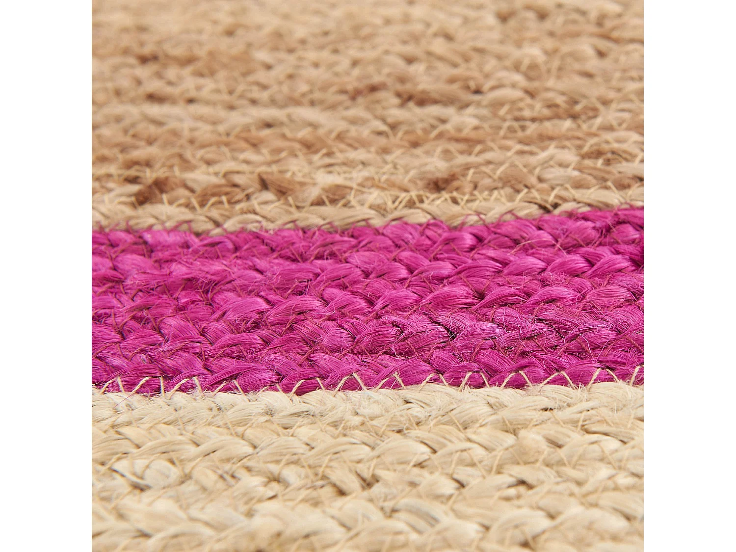 Habitat - Tapis d'extérieur rond en jute déperlant - 200 cm - Naturel et Fuchsia - Design by Floriane Jacques - Clarisse