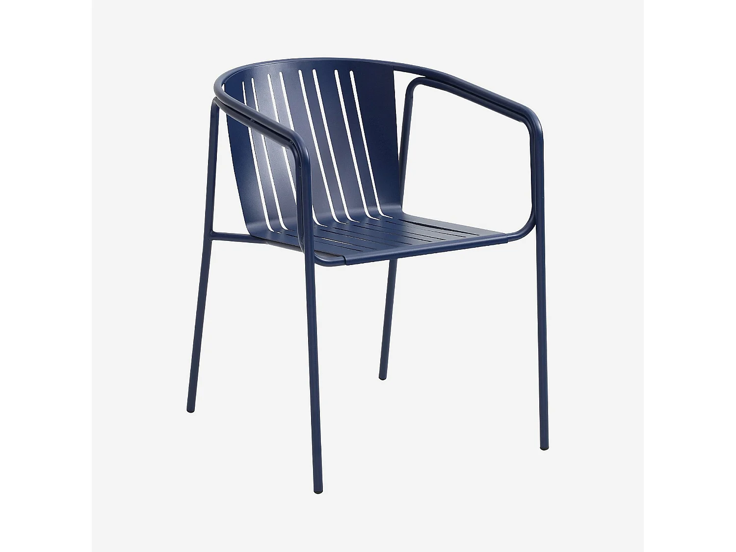 Chaise de jardin en acier avec accoudoirs - Bleu nuit