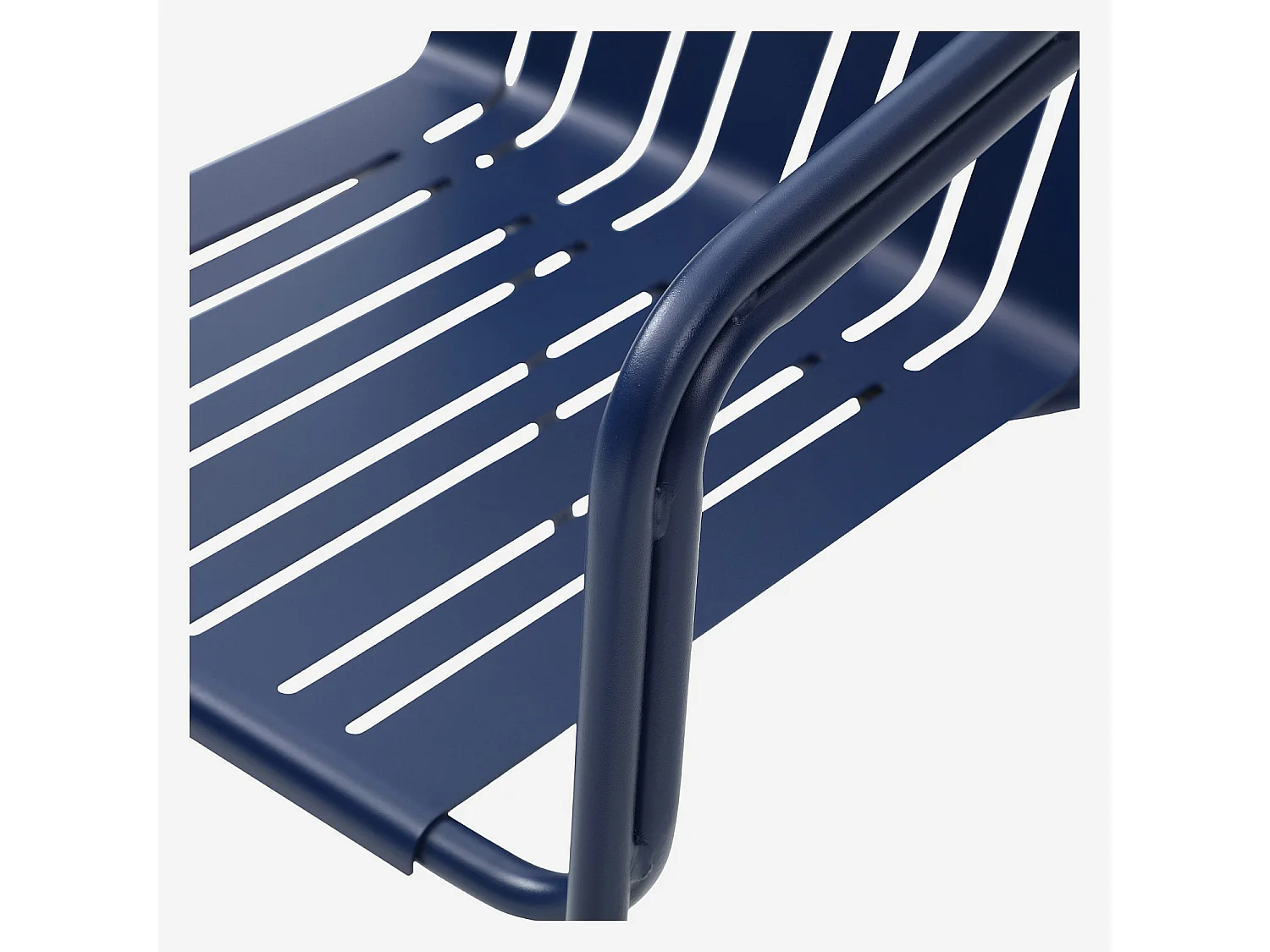 Chaise de jardin en acier avec accoudoirs - Bleu nuit