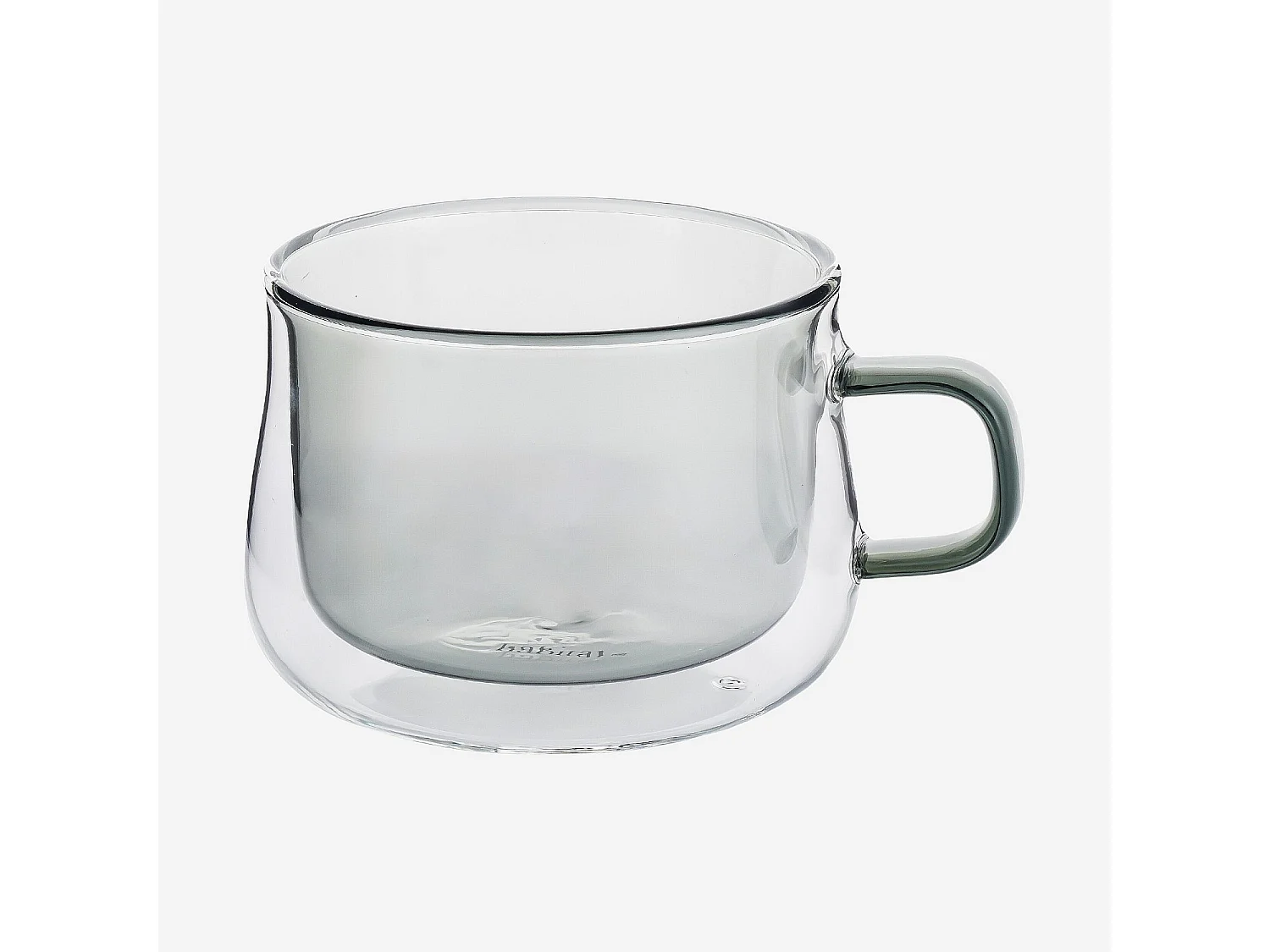 Lot de 2 tasses double paroi en verre avec anse - 22 cl - Gris