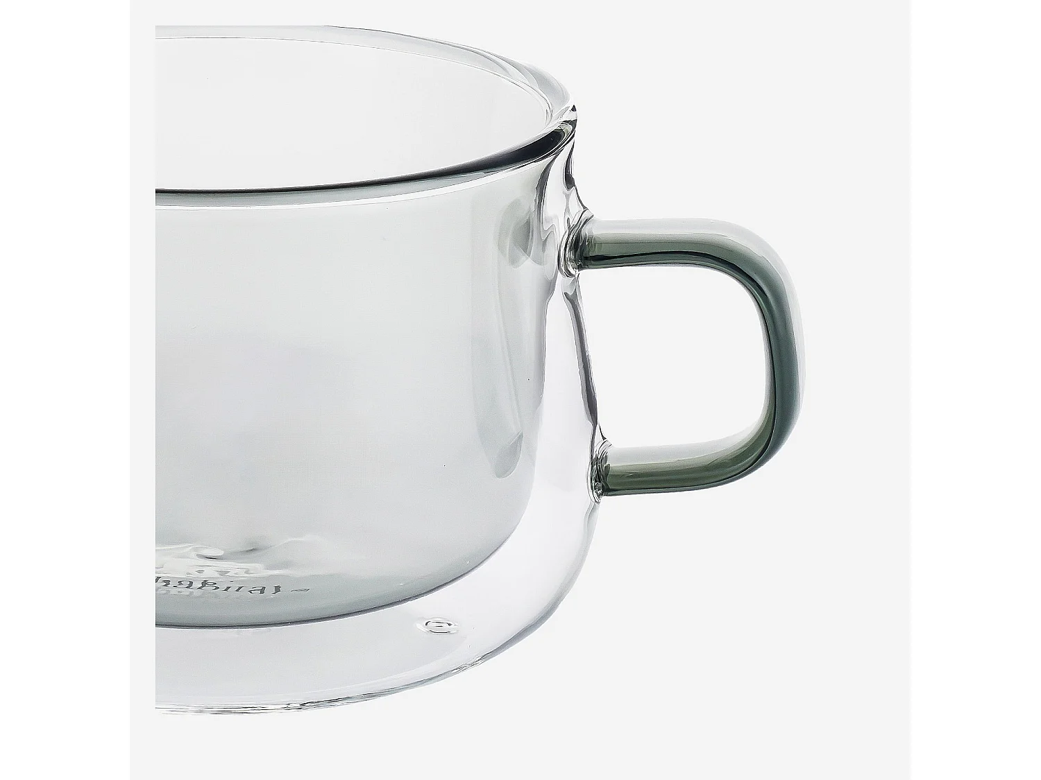 Lot de 2 tasses double paroi en verre avec anse - 22 cl - Gris