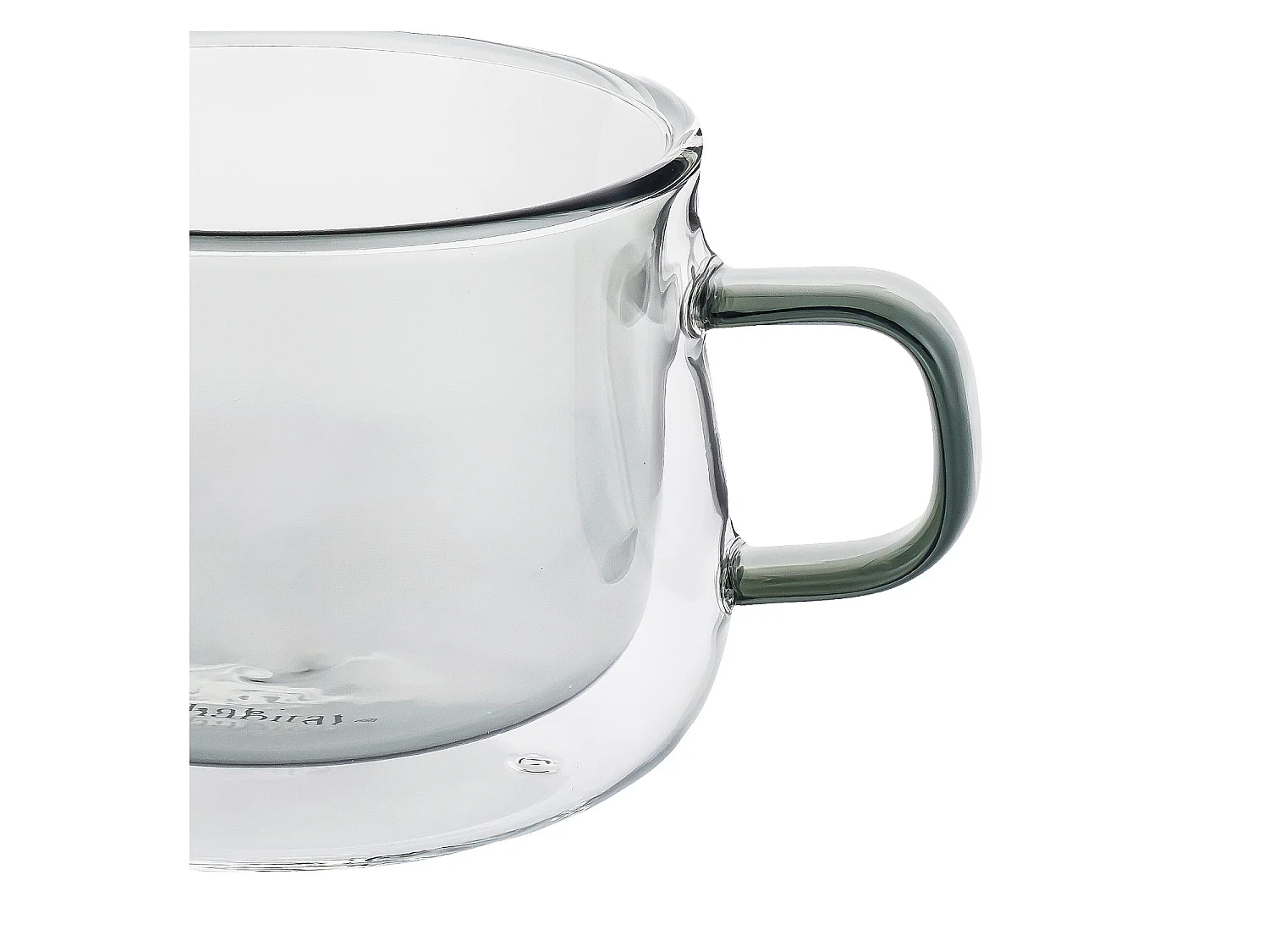 Habitat - Lot de 2 tasses double paroi en verre avec anse - 22 cl - Gris - Ambra