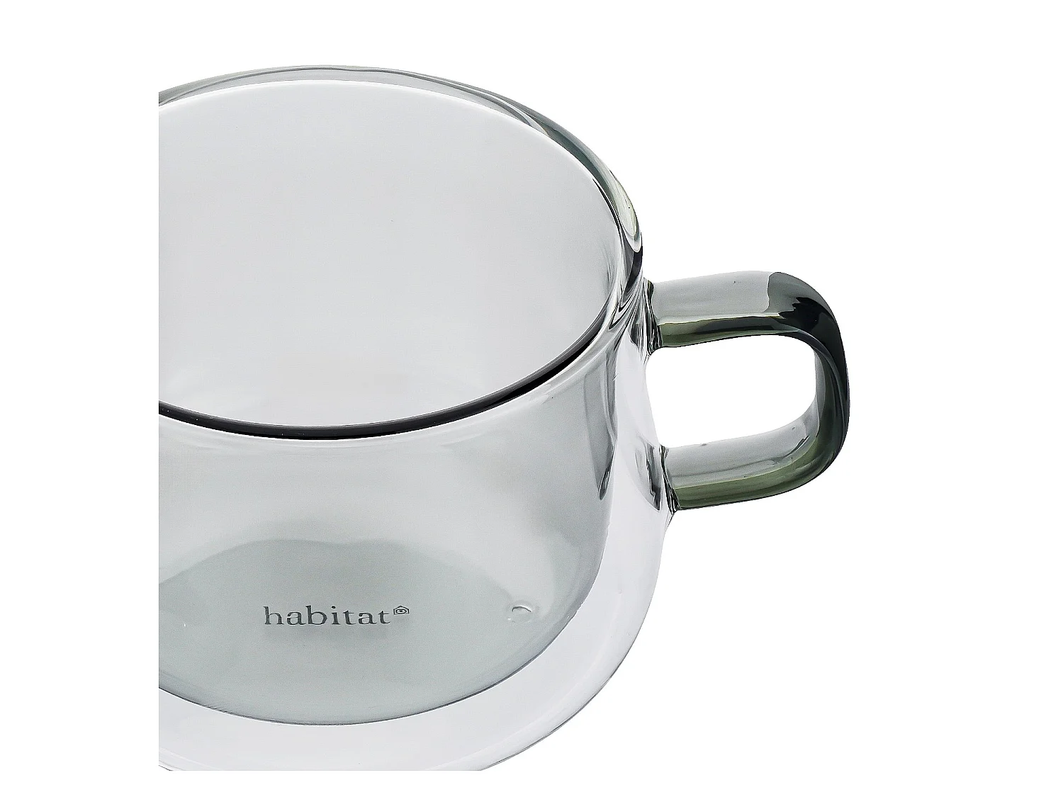 Habitat - Lot de 2 tasses double paroi en verre avec anse - 22 cl - Gris - Ambra