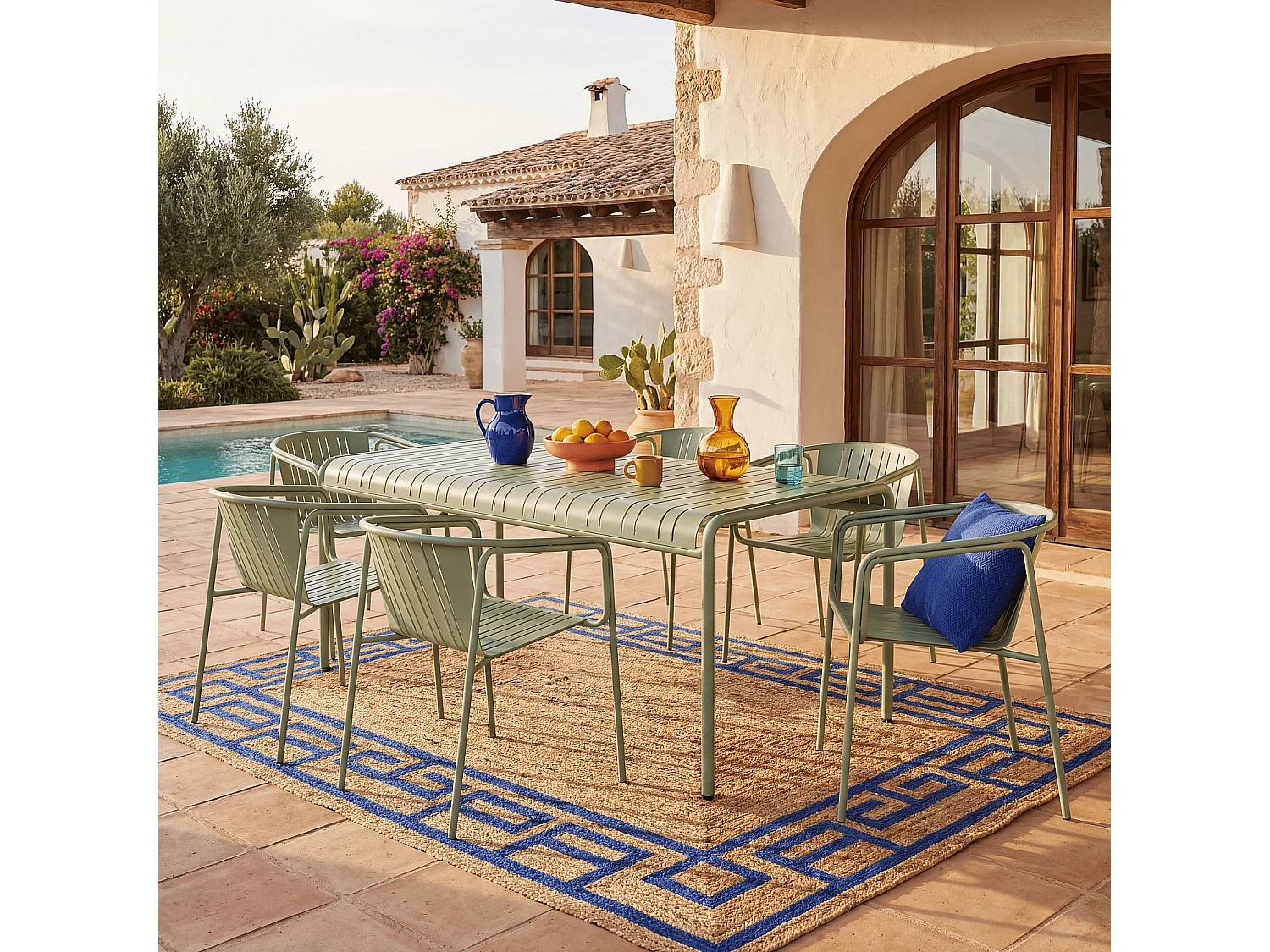 Chaise de jardin en acier avec accoudoirs - Vert pistache