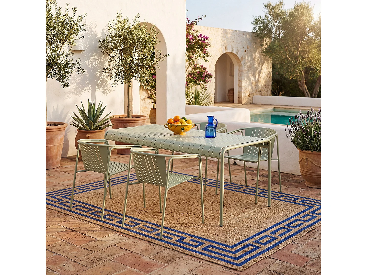 Chaise de jardin en acier avec accoudoirs - Vert pistache