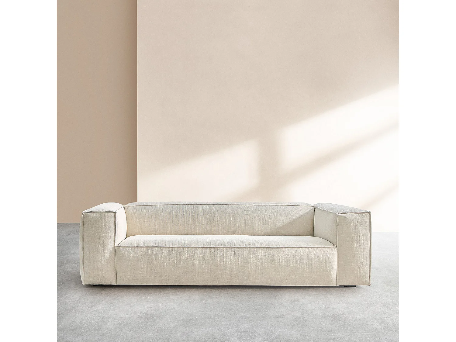 Ensemble de canapés 3 et 4 places en tissu bouclette courte Mira - Ivoire