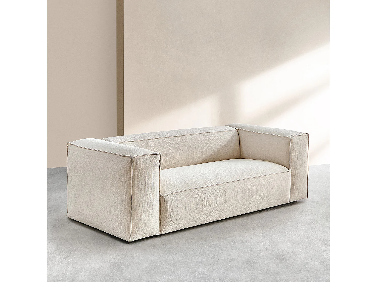 Ensemble de canapés 3 et 4 places en tissu bouclette courte Mira - Ivoire