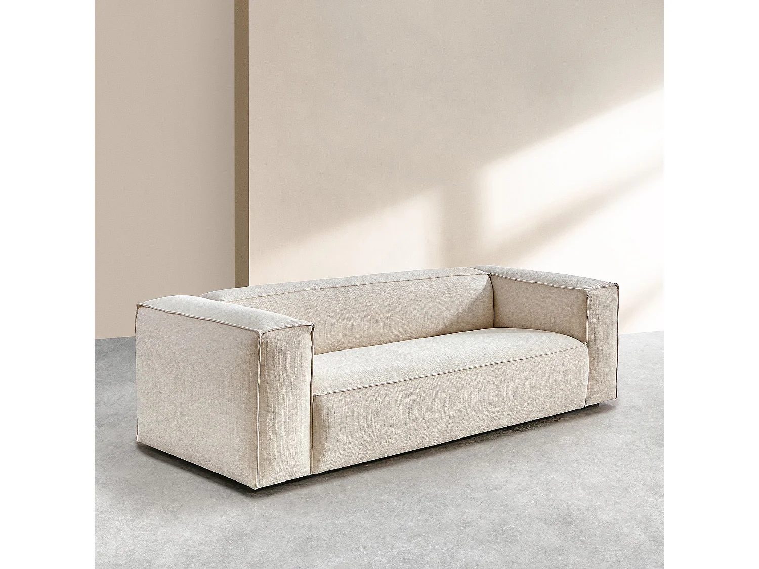 Ensemble de canapés 3 et 4 places en tissu bouclette courte Mira - Ivoire