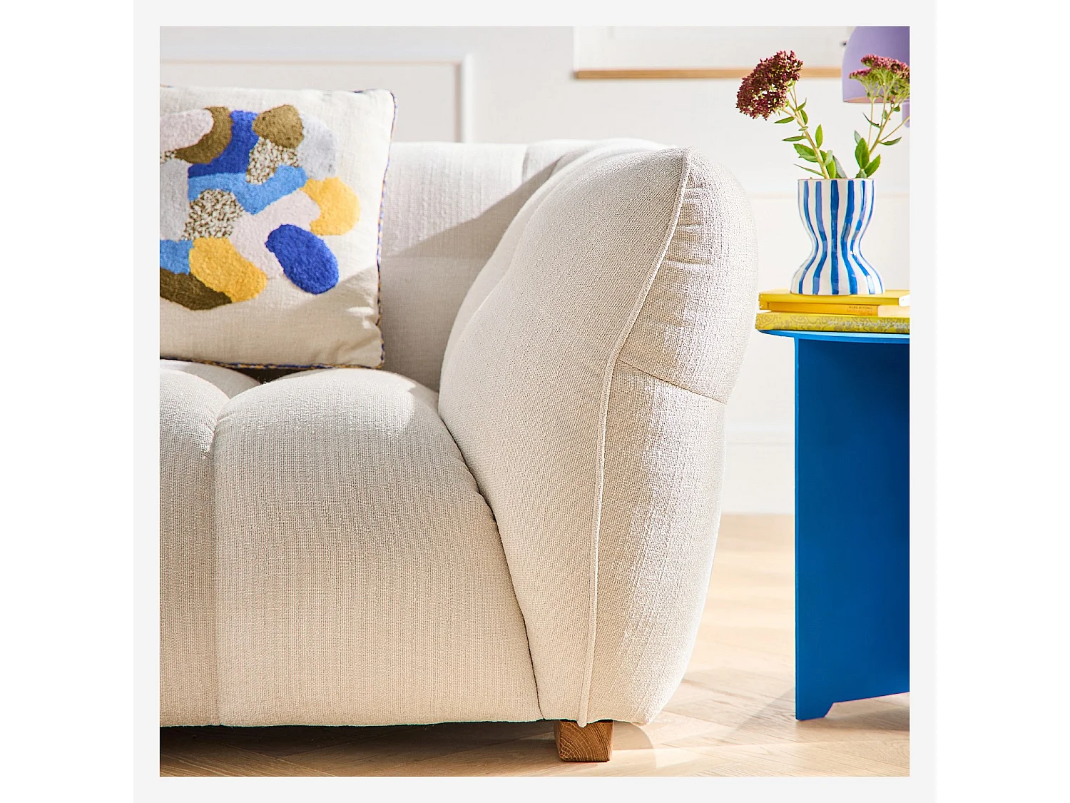 Habitat - Ensemble de canapés 3 et 4 places en tissu bouclette courte Mira - Ivoire - Dalvi