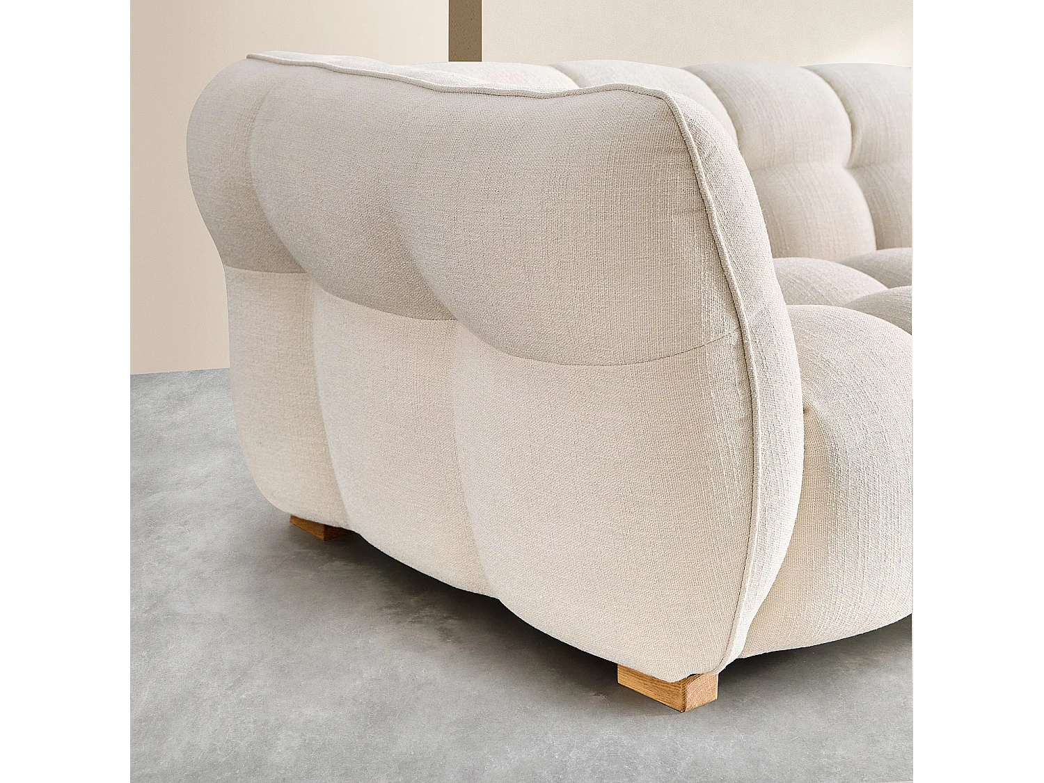 Habitat - Ensemble de canapés 3 et 4 places en tissu bouclette courte Mira - Ivoire - Dalvi