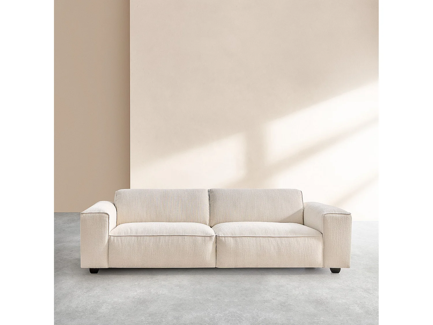 Ensemble de canapés 3 et 4 places en tissu bouclette courte Mira - Ivoire