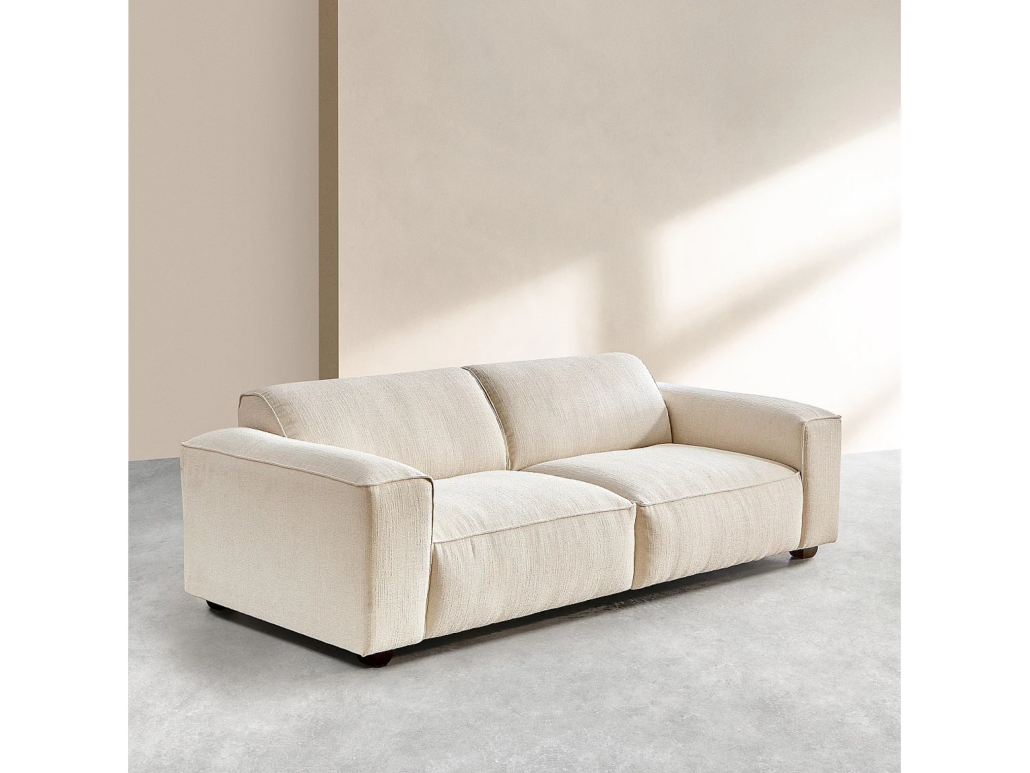 Ensemble de canapés 3 et 4 places en tissu bouclette courte Mira - Ivoire