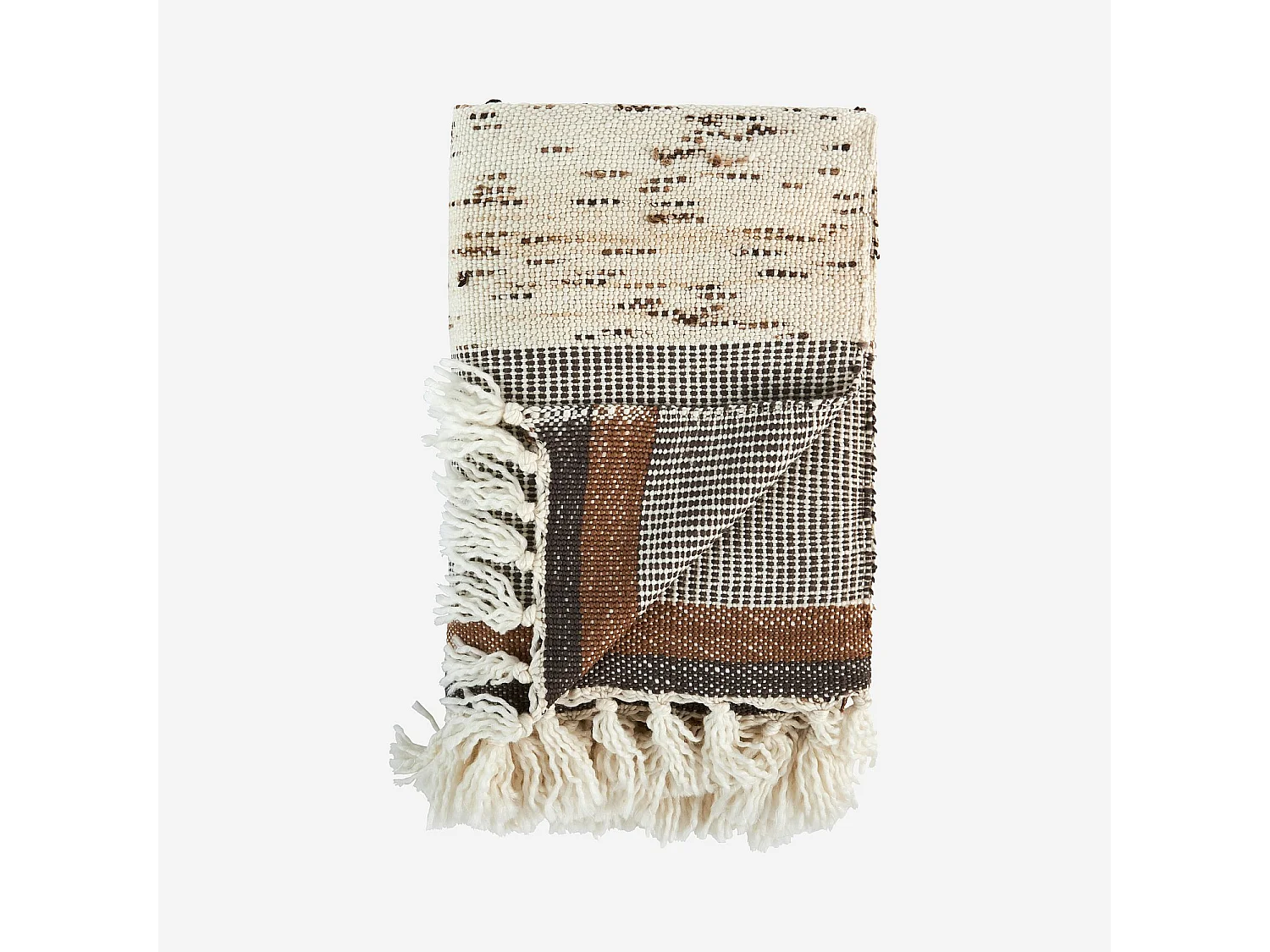 Plaid en laine et soie - 130 x 170 cm - Brun