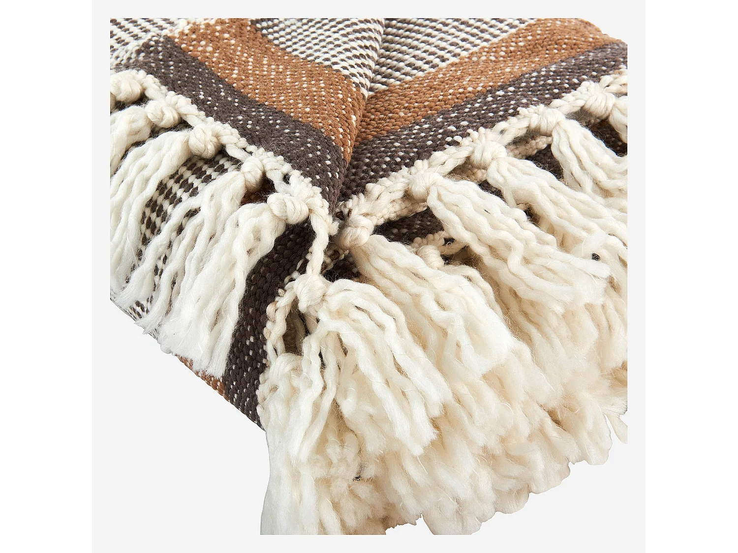 Plaid en laine et soie - 130 x 170 cm - Brun