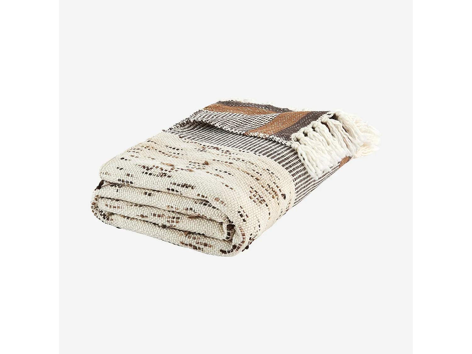 Plaid en laine et soie - 130 x 170 cm - Brun