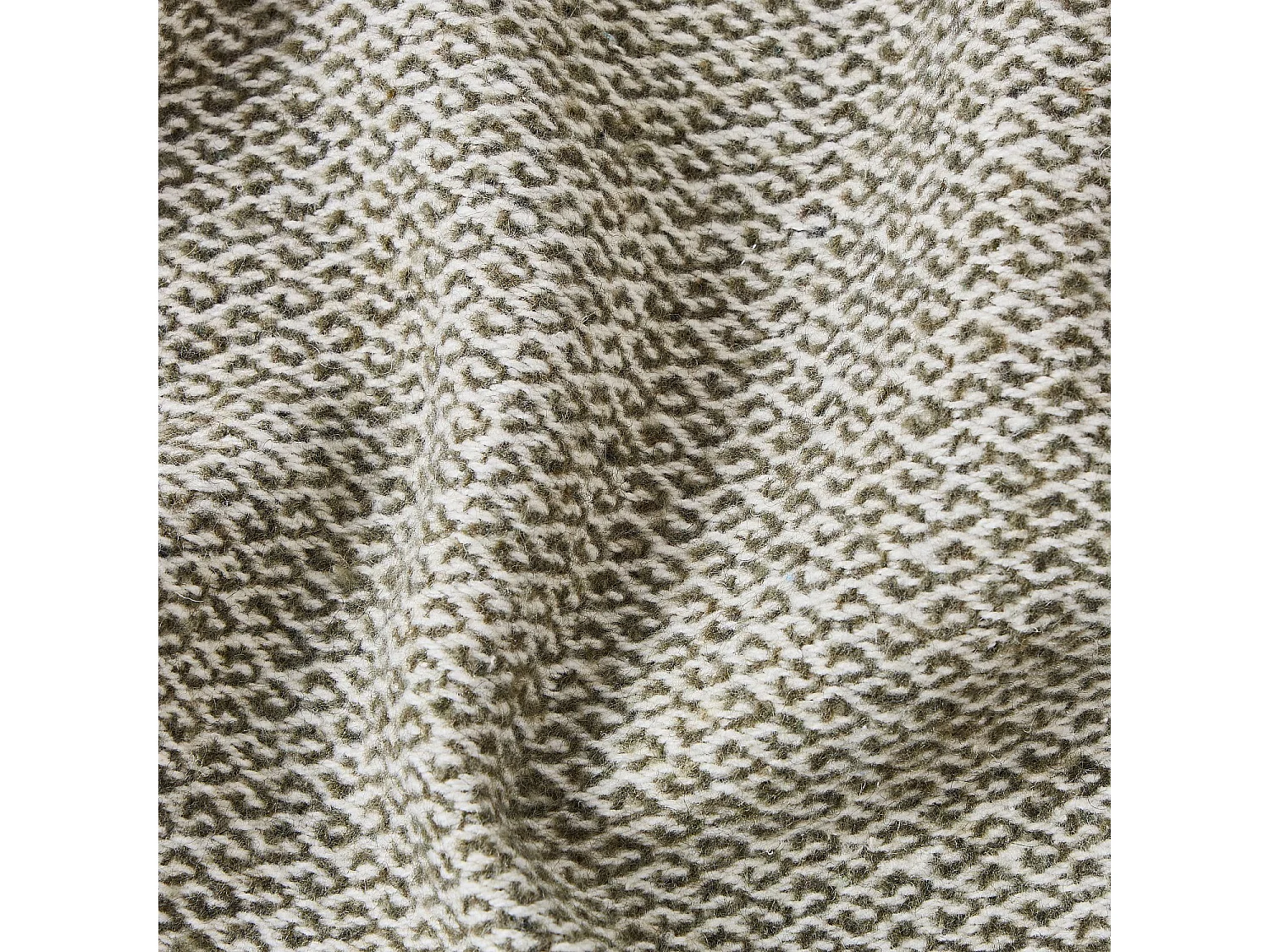 Plaid à franges en coton et laine recyclés - 120 x 180 cm - Vert Kaki