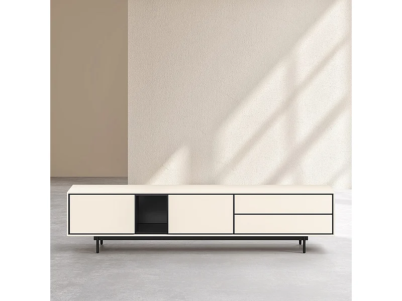 Habitat - Meuble TV 2 portes et 2 tiroirs - Beige - Design by Céline Mognon Fichet - Farrel