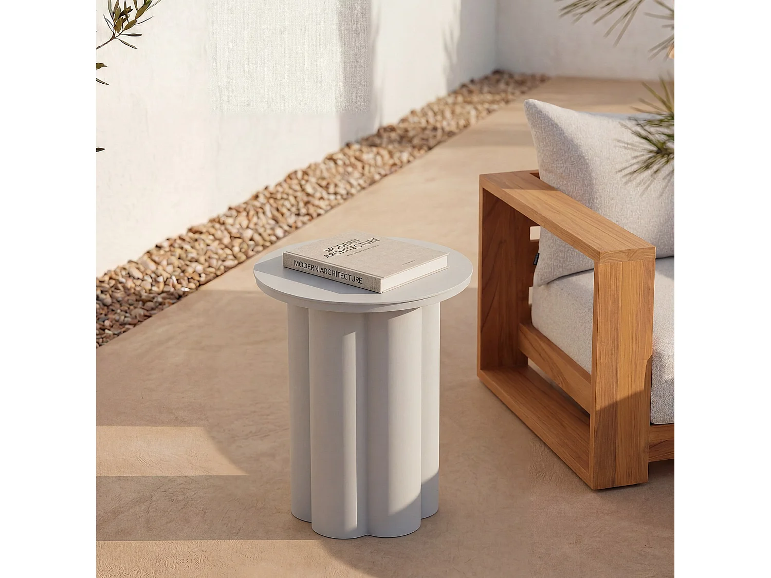 Habitat - Table d'appoint de jardin en aluminium - Gris soie - Vilana