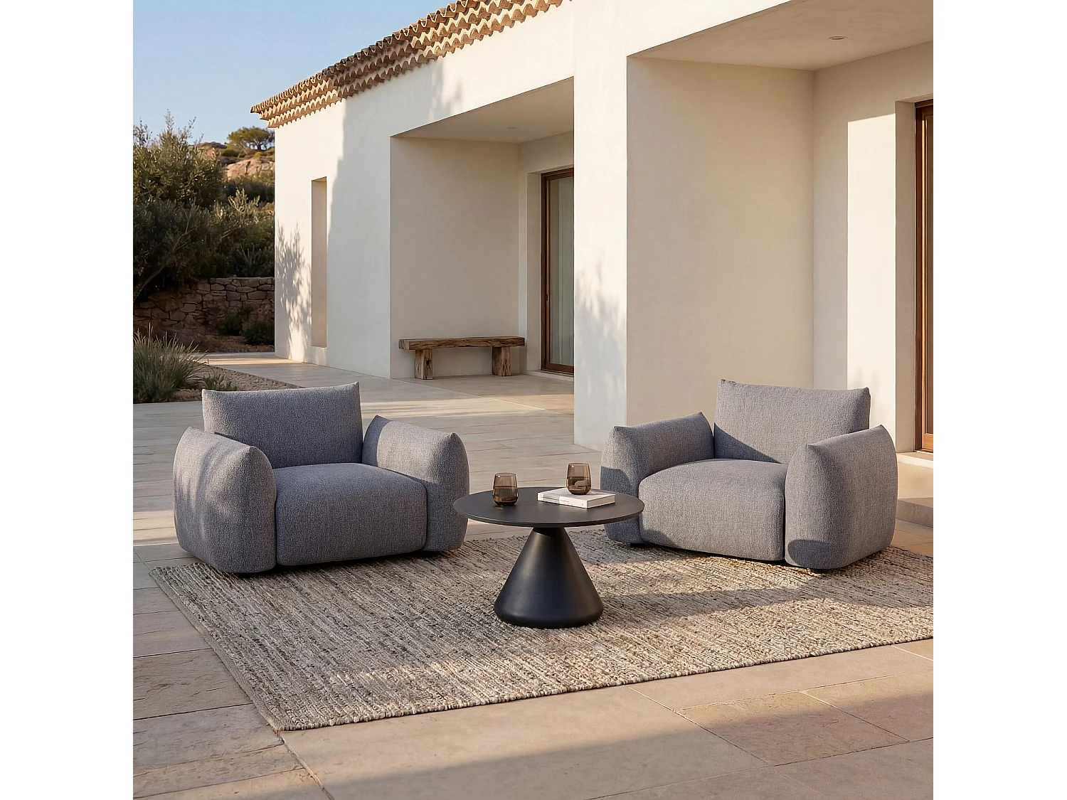 Habitat - Table basse de jardin en aluminium - 71 cm - Gris anthracite - Maripa