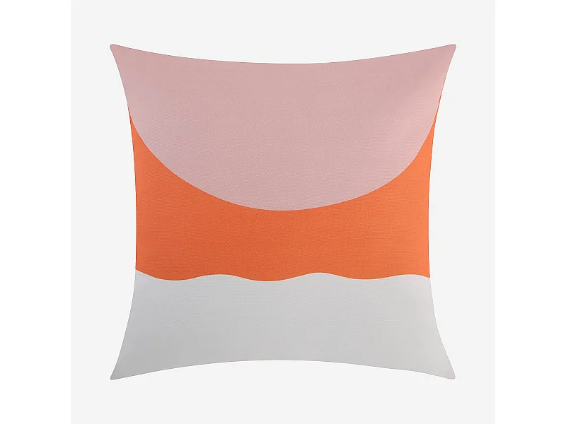 Habitat - Coussin d'extérieur déperlant et anti-UV - 50 x 50 cm - Rose et Orange - Design by Floriane Jacques - Clarisse