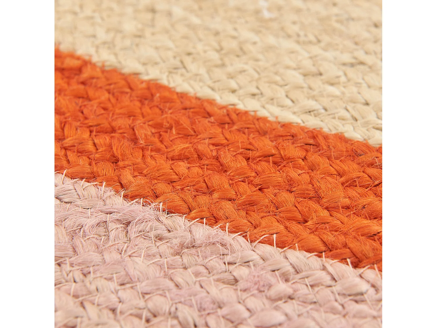 Habitat - Tapis d'extérieur rond en jute déperlant - 150 cm - Naturel et Orange - Design by Floriane Jacques - Clarisse