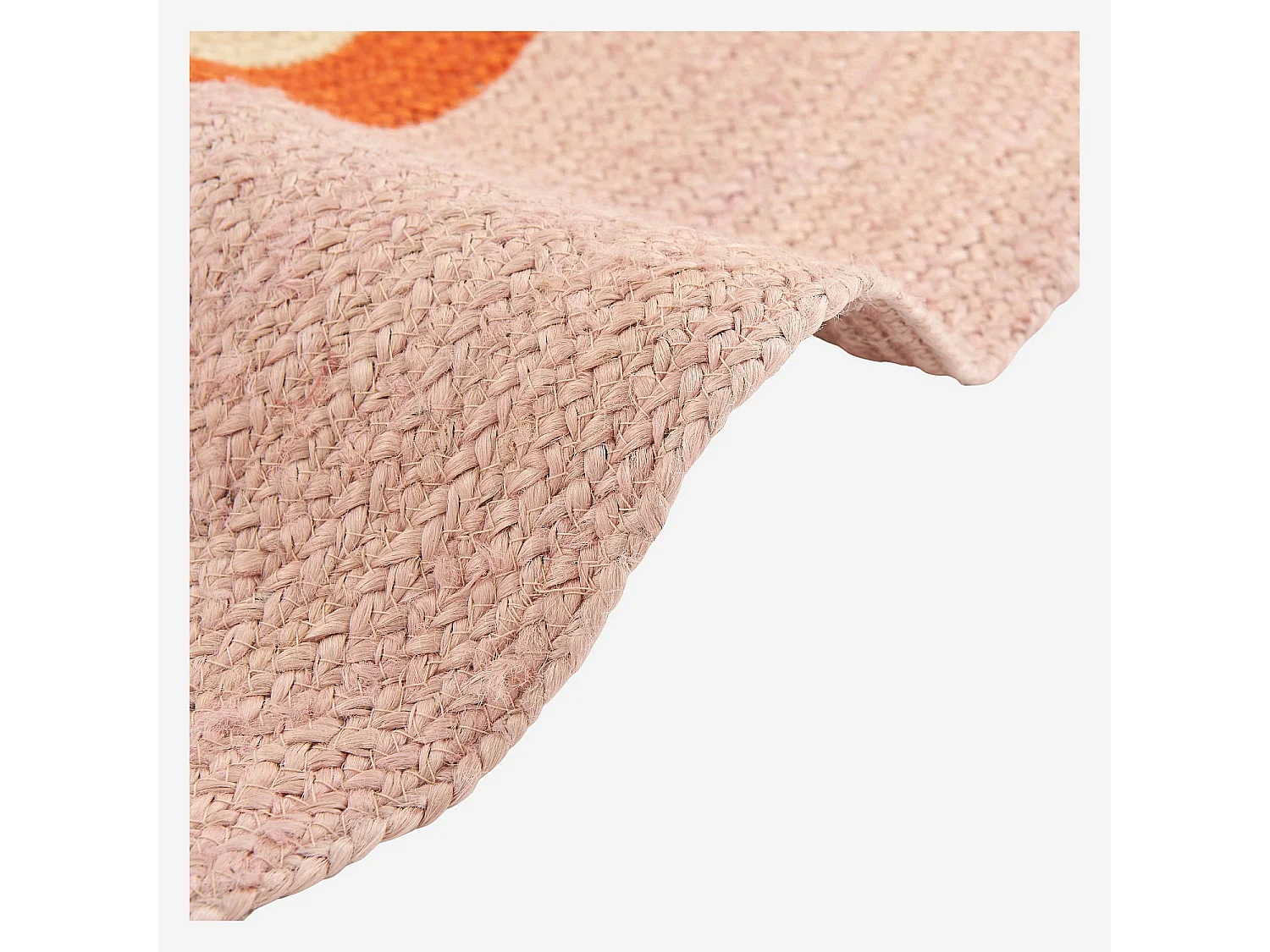 Tapis d'extérieur rond en jute déperlant - 150 cm - Naturel et Orange - Design by Floriane Jacques