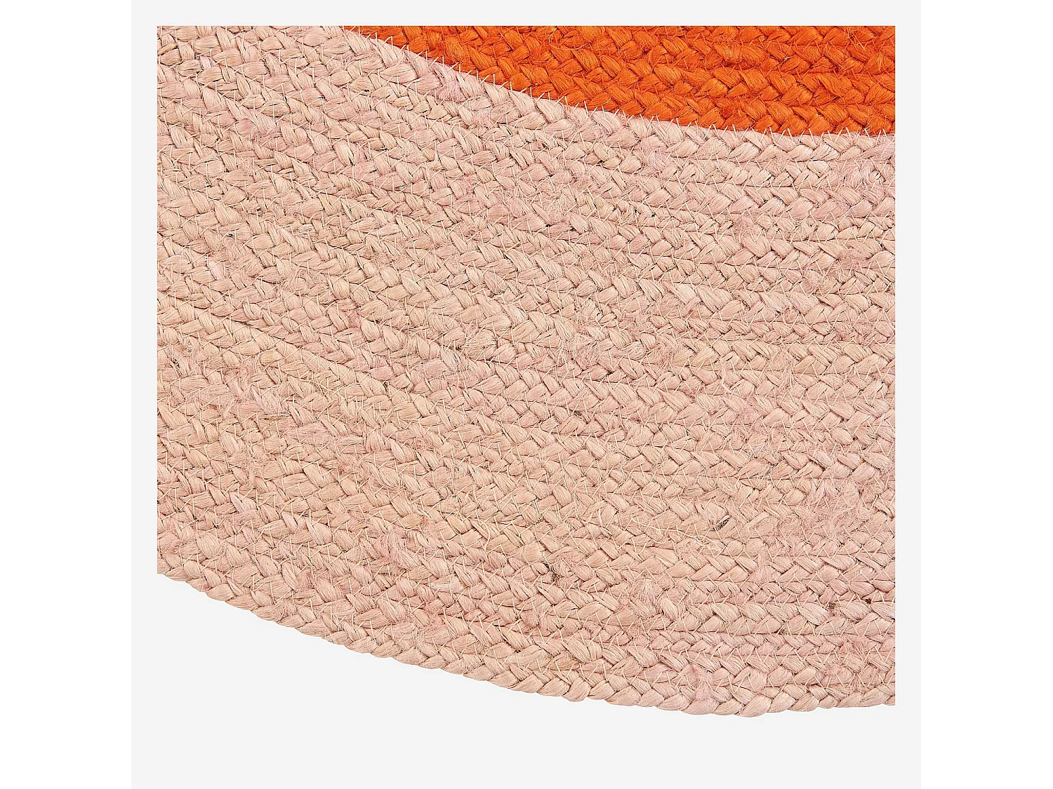 Tapis d'extérieur rond en jute déperlant - 150 cm - Naturel et Orange - Design by Floriane Jacques