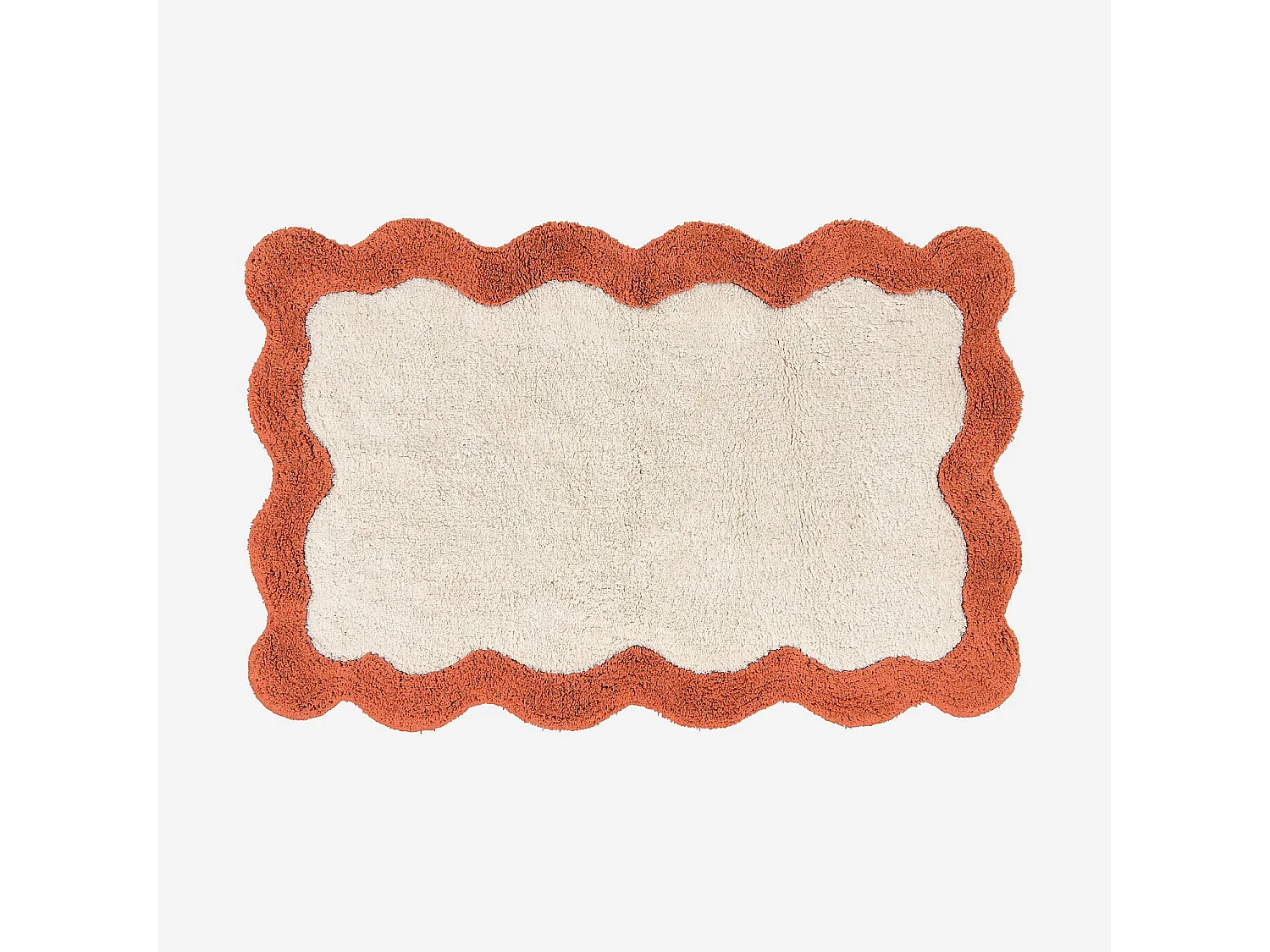 Tapis de bain festonné en coton naturel - 1200 g/m² - 50 x 80 cm - Terracotta