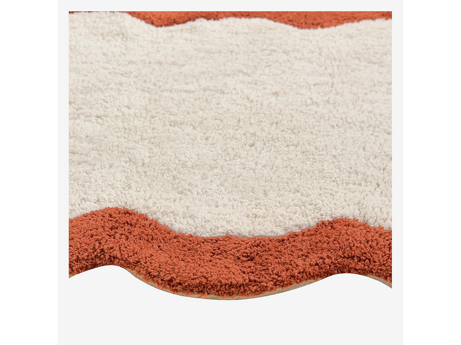 Tapis de bain festonné en coton naturel - 1200 g/m² - 50 x 80 cm - Terracotta