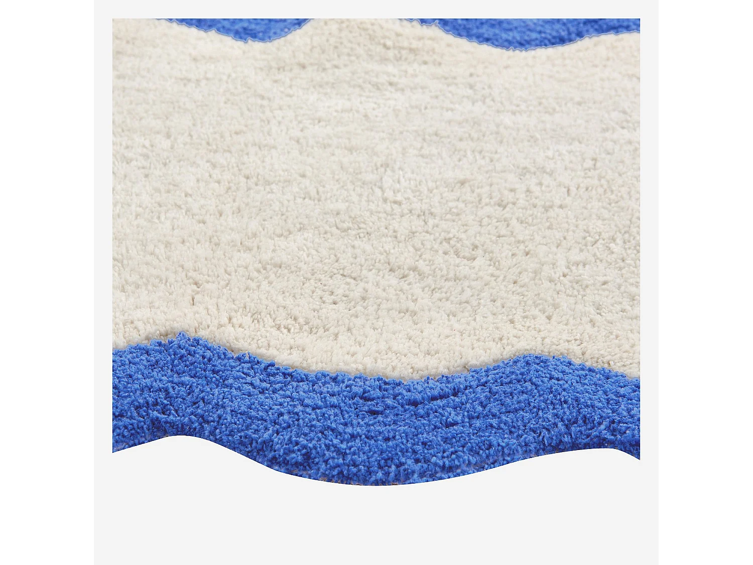 Habitat - Tapis de bain festonné en coton naturel - 1200 g/m² - 50 x 80 cm - Bleu azur - Nahia
