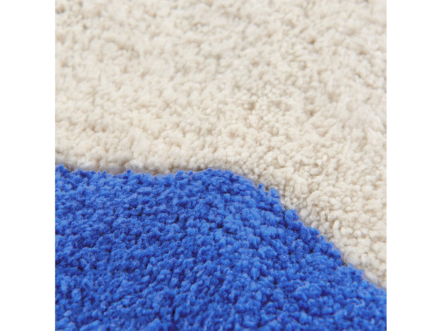 Tapis de bain festonné en coton naturel - 1200 g/m² - 50 x 80 cm - Bleu azur