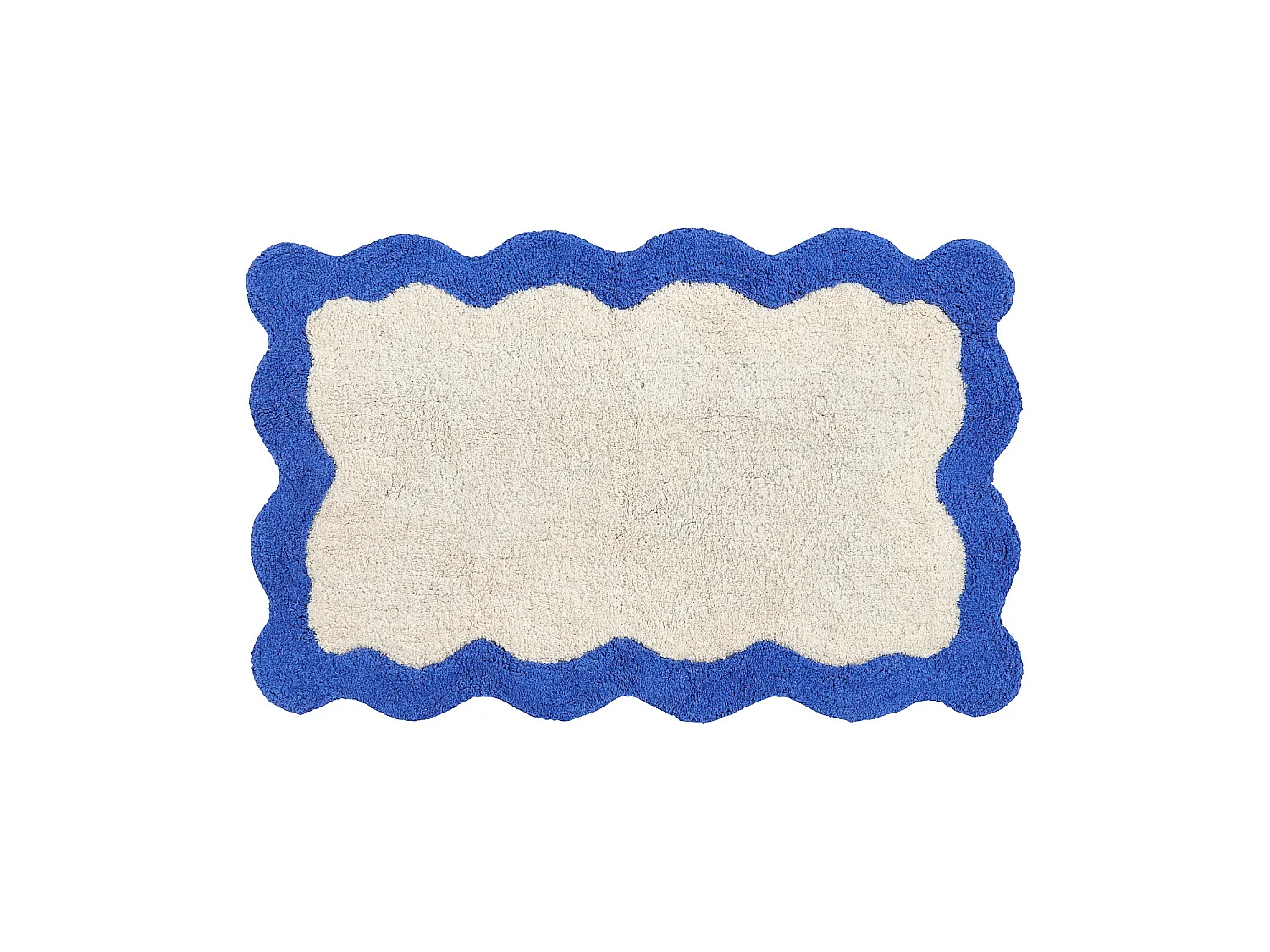 Habitat - Tapis de bain festonné en coton naturel - 1200 g/m² - 50 x 80 cm - Bleu azur - Nahia