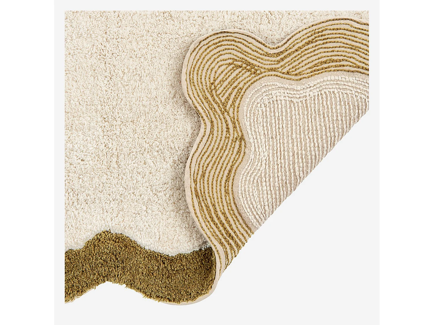 Tapis de bain festonné en coton naturel - 1200 g/m² - 50 x 80 cm - Bronze
