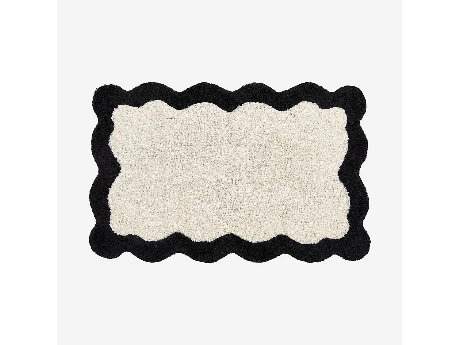 Tapis de bain festonné en coton naturel - 1200 g/m² -  50 x 80 cm - Noir