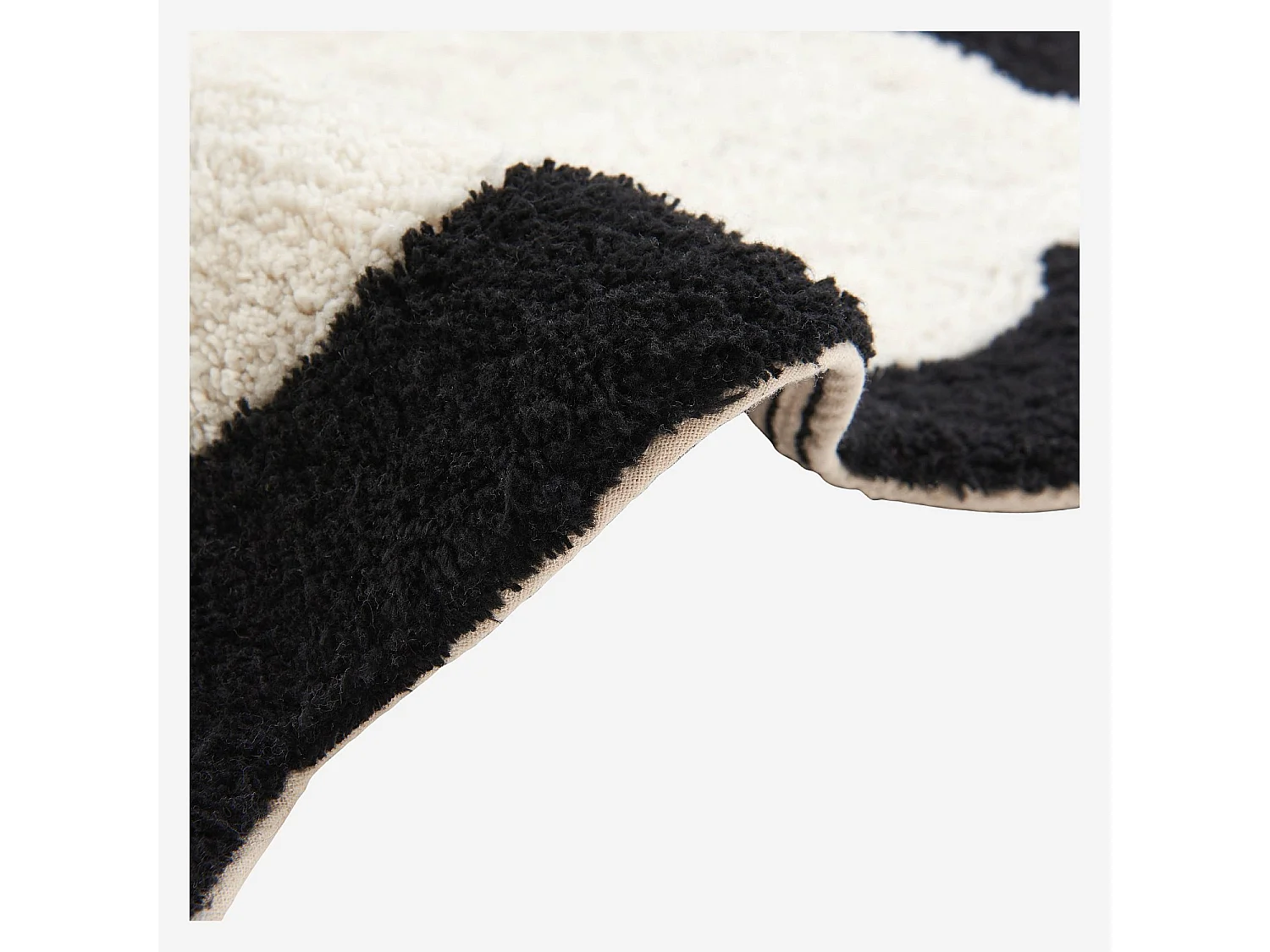 Tapis de bain festonné en coton naturel - 1200 g/m² -  50 x 80 cm - Noir