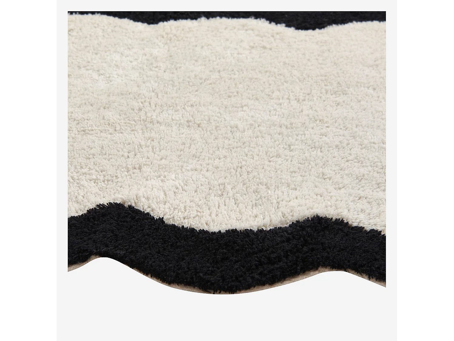 Tapis de bain festonné en coton naturel - 1200 g/m² -  50 x 80 cm - Noir