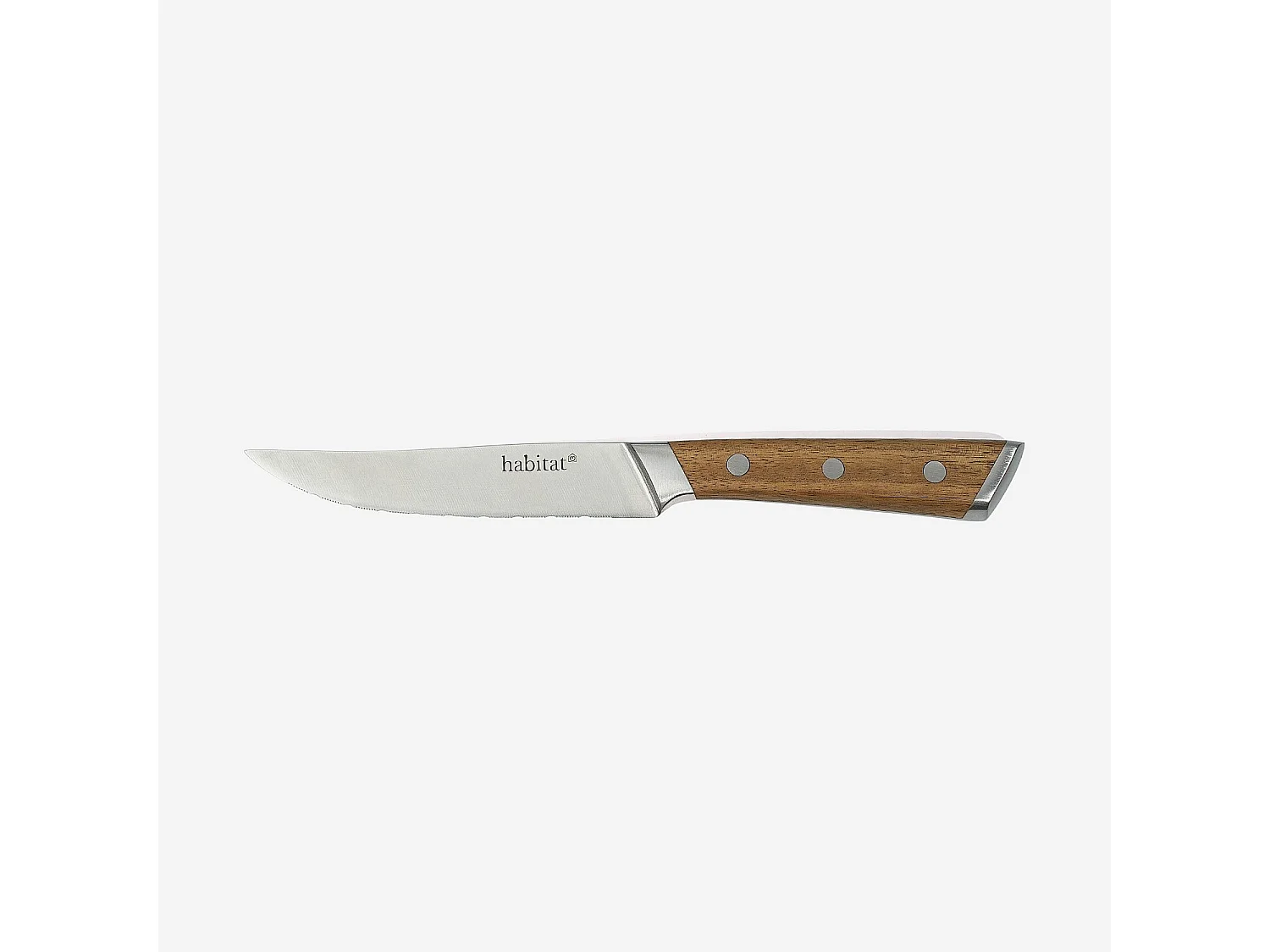 Lot de 6 couteaux à steak en acier inoxydable et bois d'acacia - 22 cm - Naturel