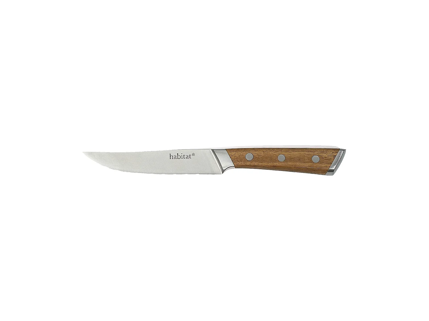 Habitat - Lot de 6 couteaux à steak en acier inoxydable et bois d'acacia - 22 cm - Naturel - Neva