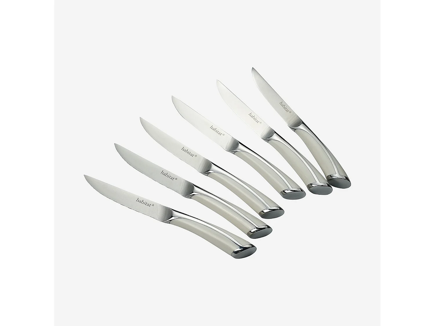 Lot de 6 couteaux à steak en acier inoxydable - 23 cm - Blanc