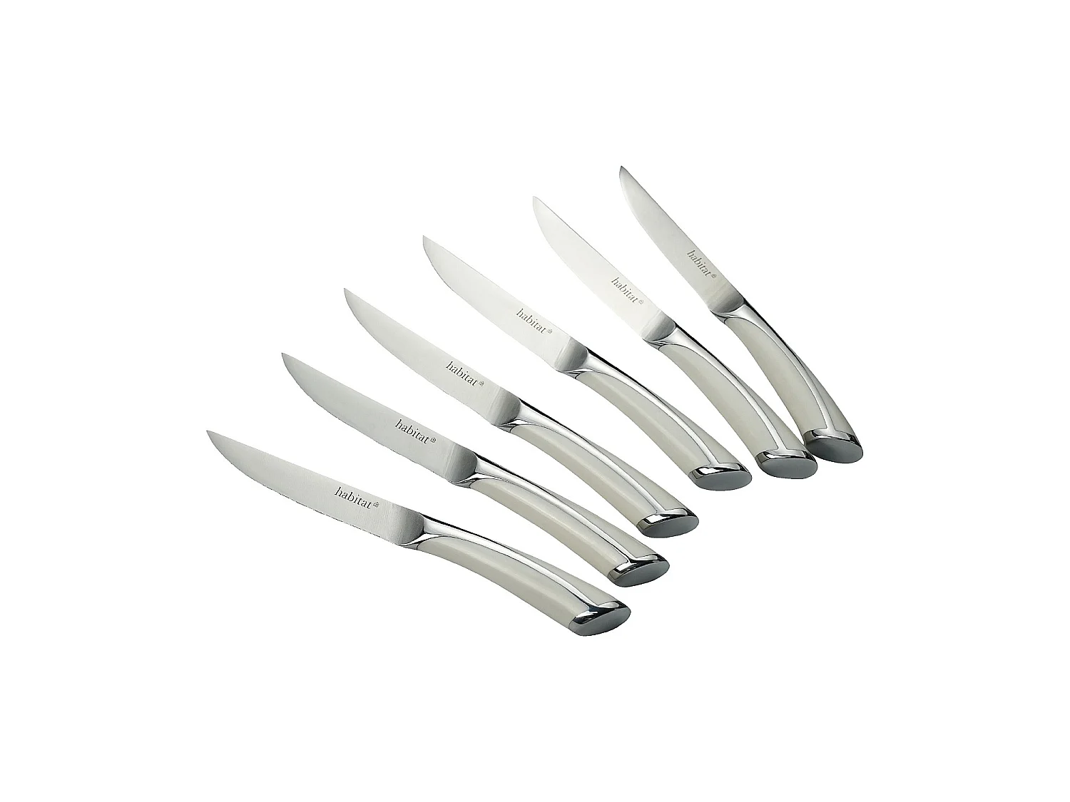 Habitat - Lot de 6 couteaux à steak en acier inoxydable - 23 cm - Blanc - Ivora