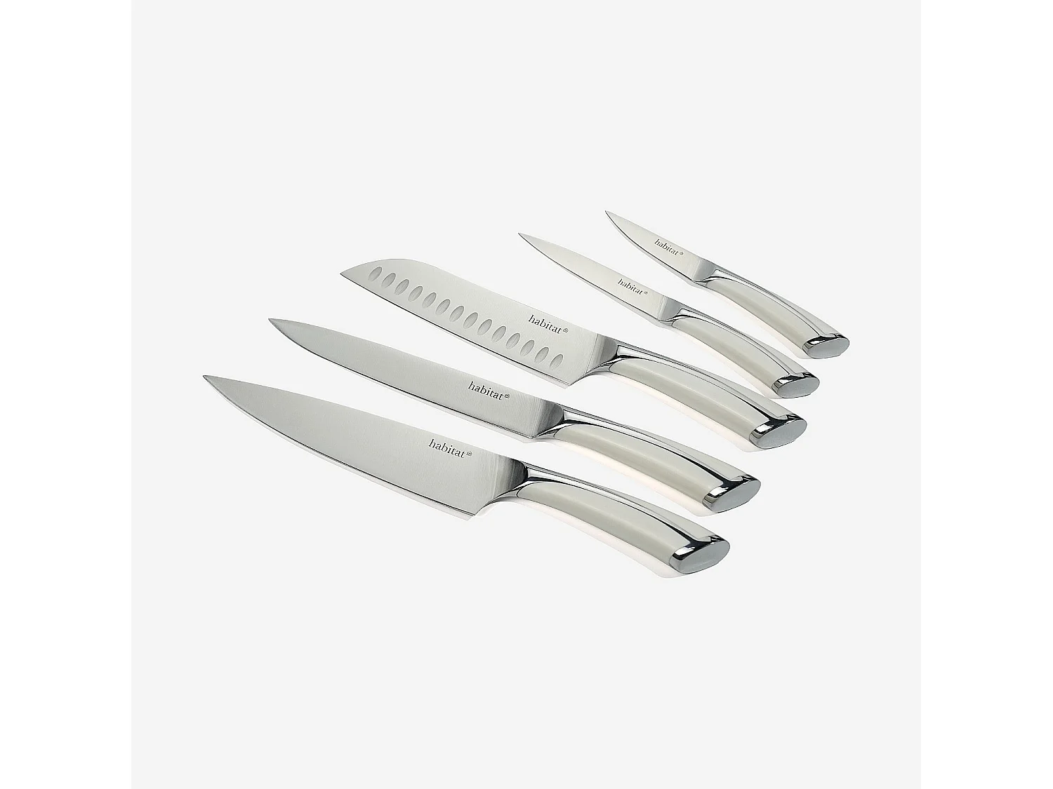 Bloc de 5 couteaux en acier inoxydable - Blanc