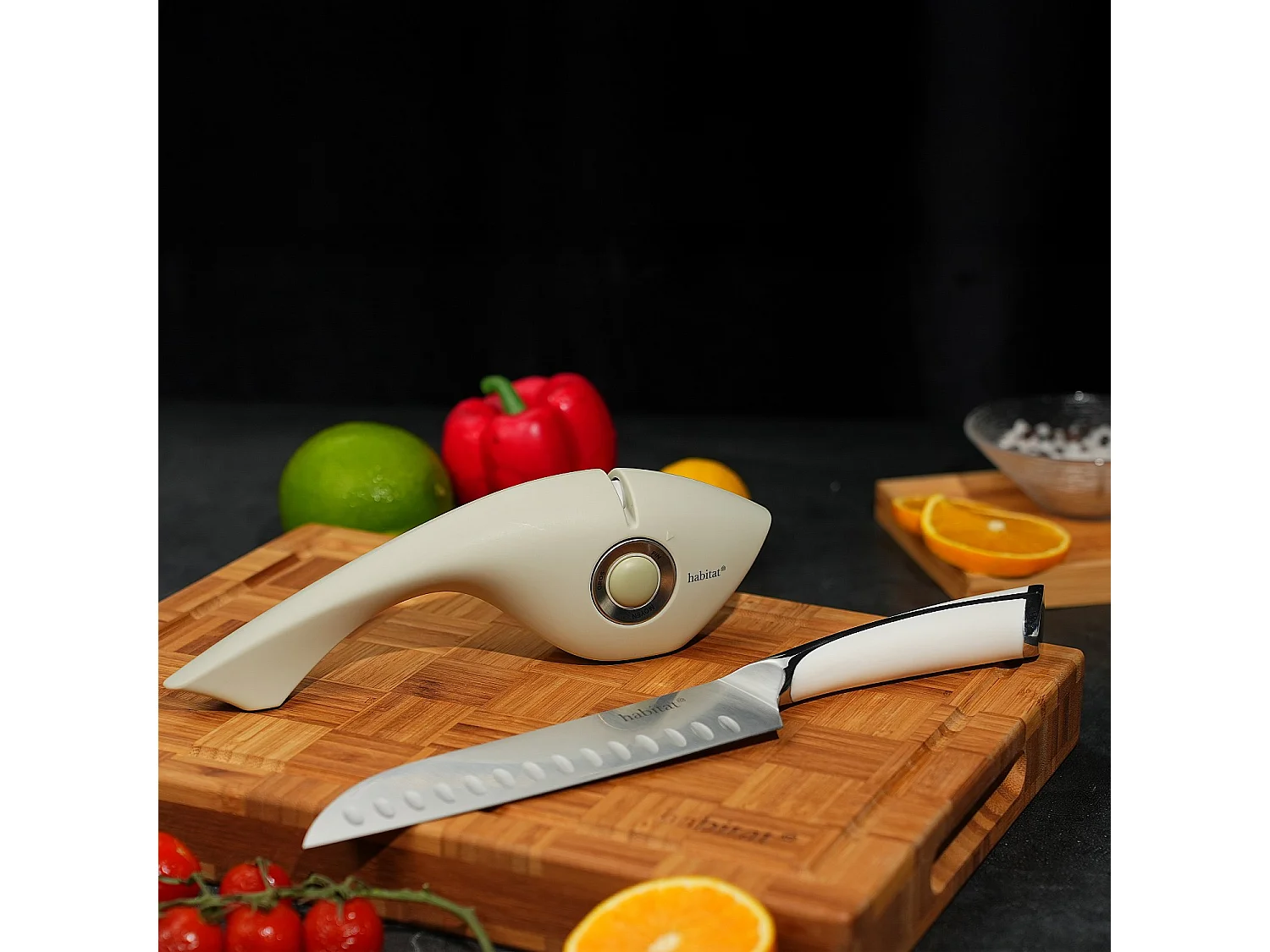 Bloc de 5 couteaux en acier inoxydable - Blanc