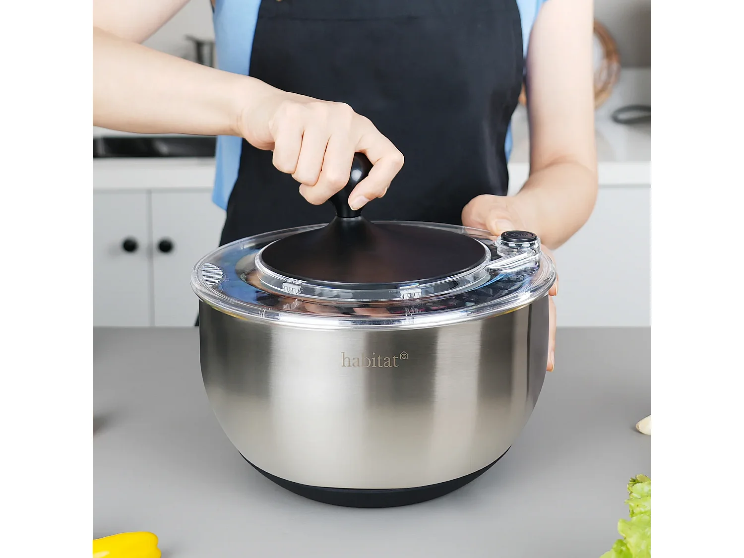 Essoreuse à salade 2 en 1 en inox - 24,5 cm